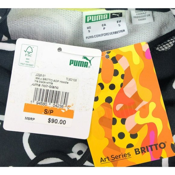 Puma x Romero Britto Art Series AOP Mens Small Black Pullover Hoodie Sweatshirt - Picture 3 of 12